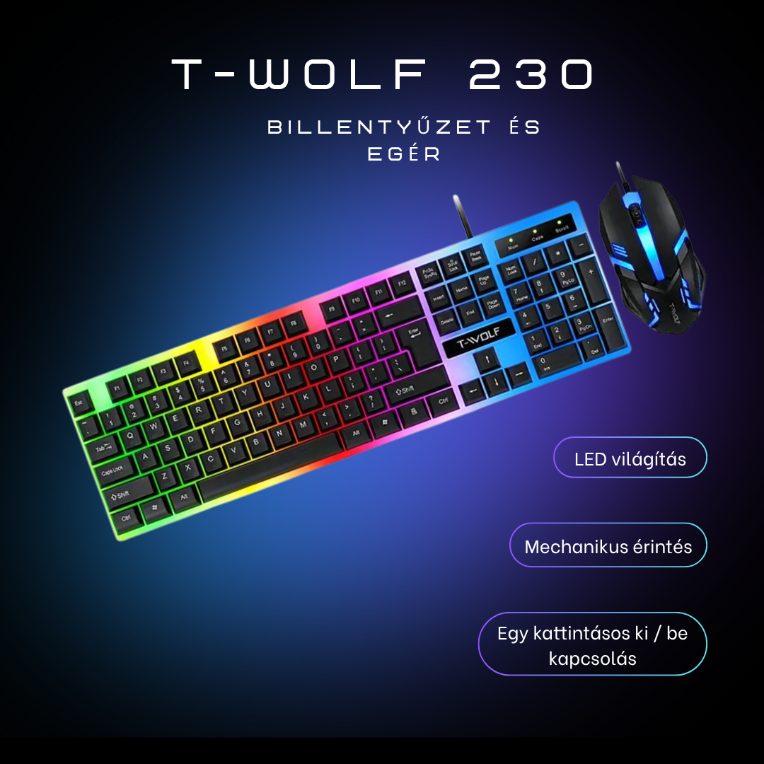 T-Wolf 230 billentyűzet és egér